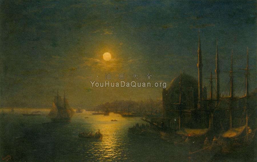 月光中的博斯普鲁斯海峡 - 伊凡·康斯坦丁诺维奇·艾瓦佐夫斯基